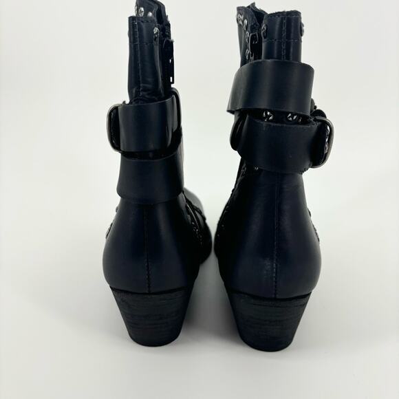 Free People Billy Western Boots Size 8.5 Buckle Studs Pointed Toe Black - Picture 7 of 13
